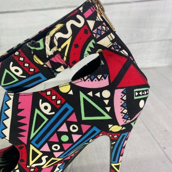 AMI Clubwear RED HEART Colorful Stiletto Platforms Ultra High Heel Shoes Sz 8.5 - Picture 12 of 16